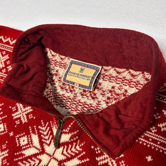 Dale of Norway US Olympic Collection Red Wool Nordic Snowflake Quarter Zip Small - Picture 13 of 16
